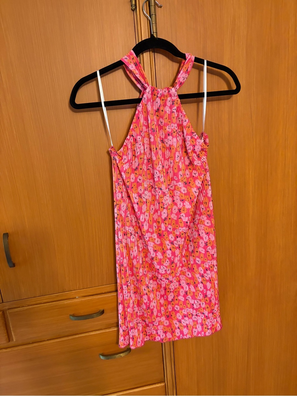 Petal & Pup Pink and Orange Floral Halter Mini Dress